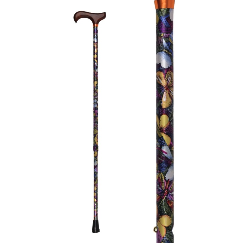 Canne réglable femme originale aux belles couleurs vibrantes. Superbe motif papillons.
