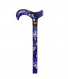 Canne réglable femme originale. Belles couleurs vibrantes avec motif floral violet.