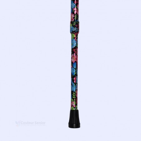 Canne de marche élégante et légère à motif fleuri, idéale pour accompagner les femmes avec style au quotidien.