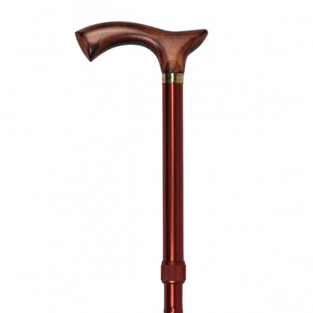 Canne de marche pliante originale. Fût en aluminium, bronze et poignée en bois pour la sécurité.