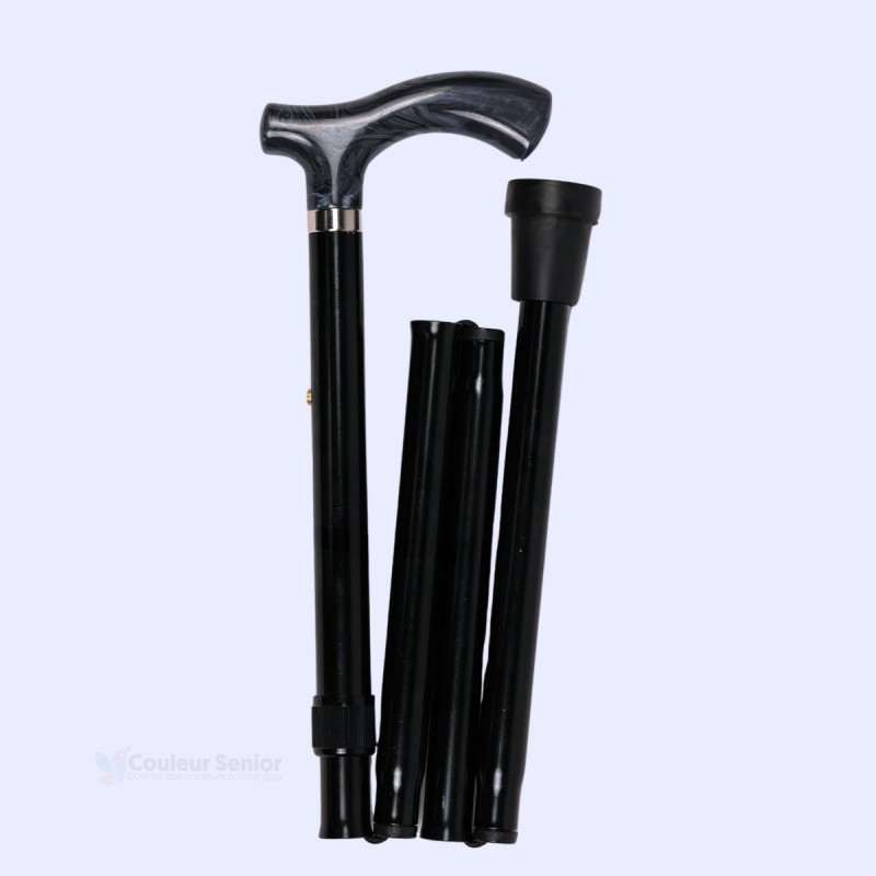 Modèle pliant noir rangé. Une merveilleuse idée de cadeau remboursable pour un senior.