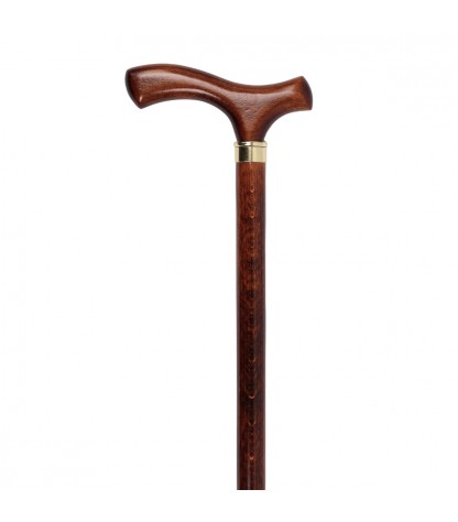 Canne de marche fixe en bois de hêtre, poignée ergonomique de qualité, remboursable par la Sécu.