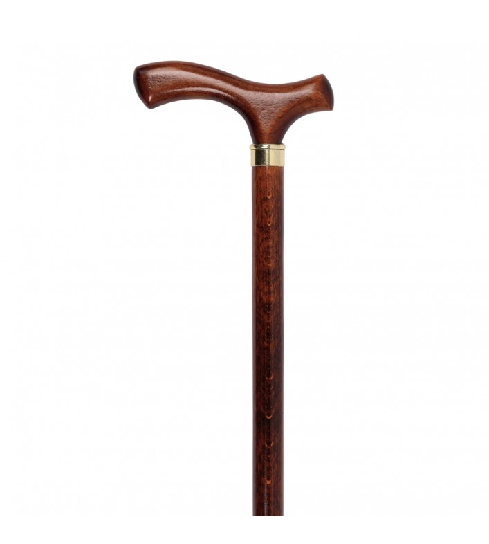 Canne de marche fixe en bois de hêtre, poignée ergonomique de qualité, remboursable par la Sécu.