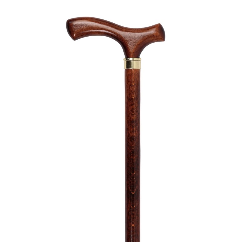 Canne de marche fixe en bois de hêtre, poignée ergonomique de qualité, remboursable par la Sécu.