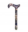 Poignée ergonomique Derby de la canne de marche bleue Floris, élégante pour femme.