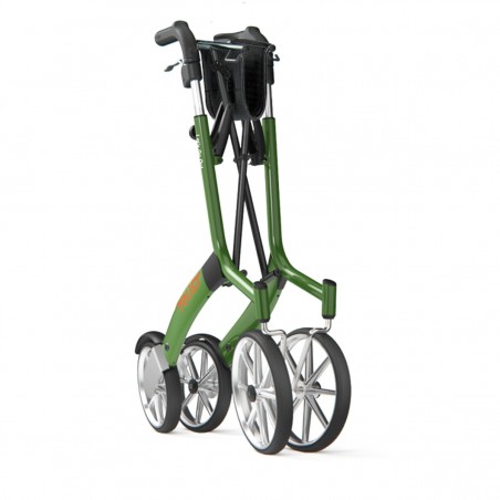Déambulateur Let's Go Out vert plié compact 20cm largeur cadre aluminium léger Trustcare