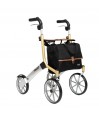 Déambulateur 4 roues Let's Go Out Trustcare beige avec sac noir inclus vue trois quarts
