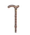 Détail du motif rayé bronze sur cette canne de marche de luxe originale et élégante.