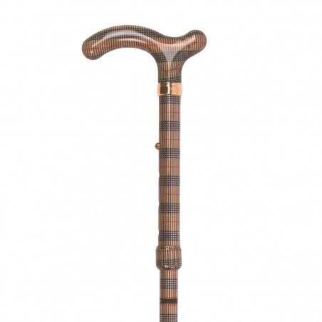 Détail du motif rayé bronze sur cette canne de marche de luxe originale et élégante.