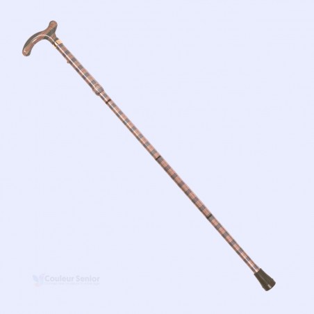 Profil complet de cette canne de marche originale. Design rayé bronze, luxe et élégante.