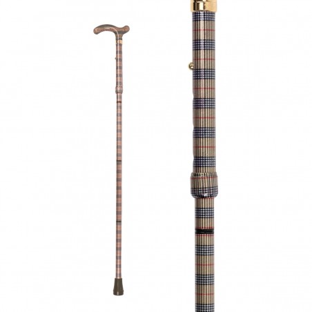 Élégante canne de marche à rayures et bronze. Un accessoire de luxe avec poignée T.