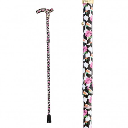 Motif géométrique de luxe sur une canne de marche pour femme. Poignée en T élégante, remboursable.