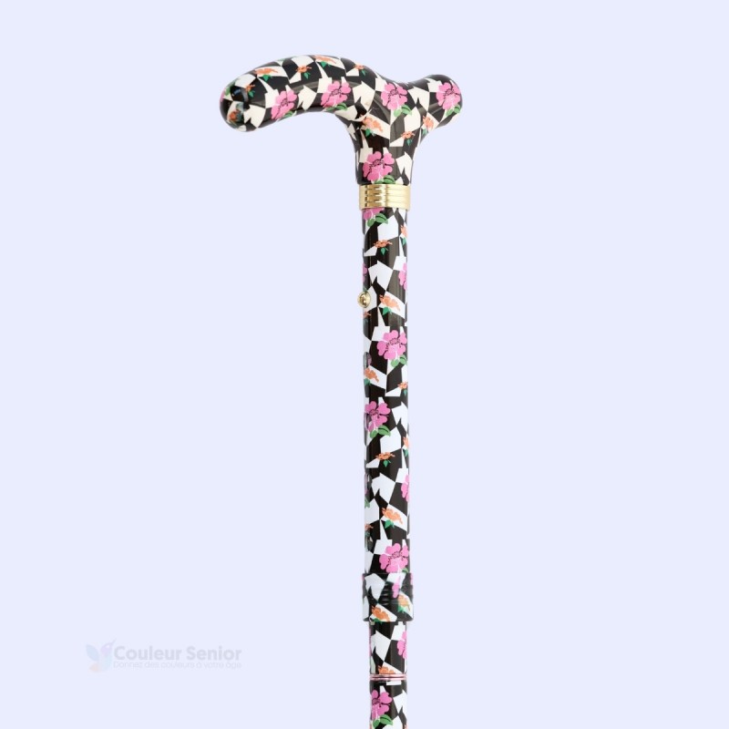 Canne de marche pliable Broadway. Motif géométrique élégant, cadeau de luxe pour femme.
