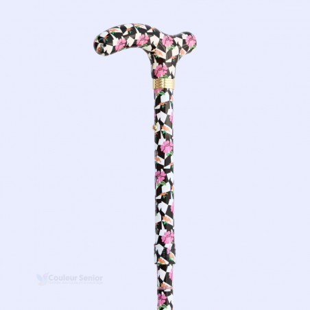 Canne de marche pliable Broadway. Motif géométrique élégant, cadeau de luxe pour femme.