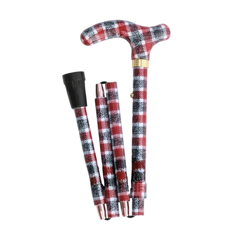 Canne de marche pliante à motif écossais, légère, cadeau original pour homme et femme.