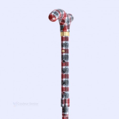 Canne de marche pliable tartan écossais rouge élégante et chic