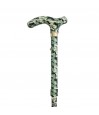 Superbe canne de marche pliable originale, vue gauche du tube supérieur camouflage vert.