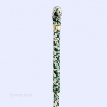 Canne de marche originale, camouflage vert, solide, compacte et légère.