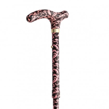 Canne de marche pliante en cachemire rose pour femme, réglable et légère. Cadeau original sobre, remboursable.