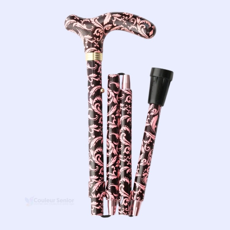 Belle canne de marche avec poignée en T. Cadeau original pour femme, réglable et remboursable.