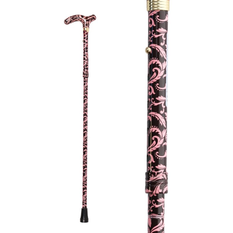 Motif cachemire sur canne de marche avec poignée en T. Cadeau pour femme original remboursable.