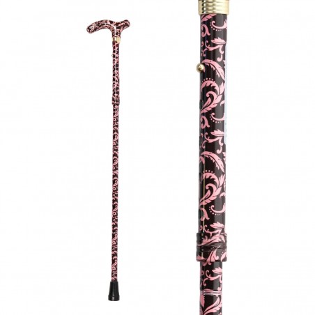 Motif cachemire sur canne de marche avec poignée en T. Cadeau pour femme original remboursable.