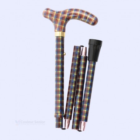 Canne de marche pour homme sobre pliée, vue droite. Design pratique, réglable et remboursable.