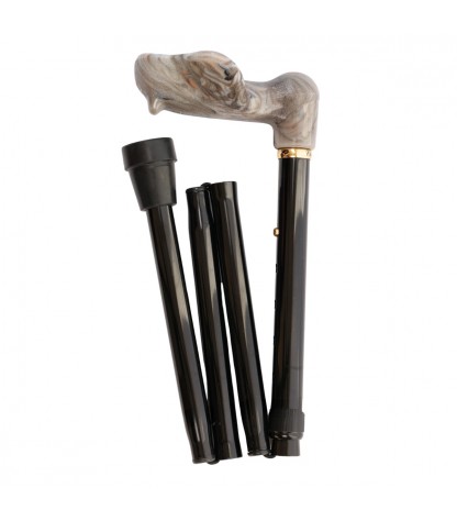 Superbe canne orthopédique pliante effet marbre pour gaucher. Une marche sûre et très élégante.
