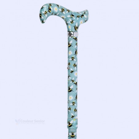 Mise en situation de la canne abeilles fond aqua. Un accessoire pratique et vraiment joli.