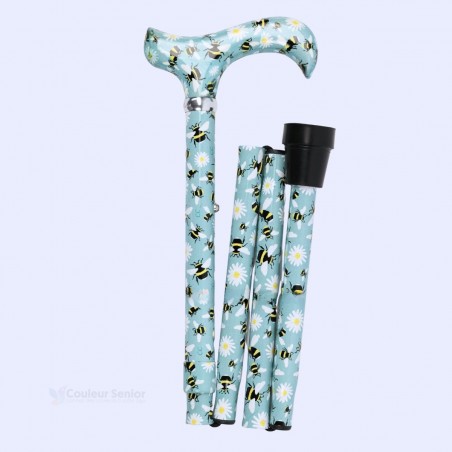 Présentation de la canne pliable motif abeilles. Idéale et très légère pour se déplacer.