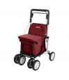 Déambulateur Lett 900 rouge, étroit et pliable, pour les courses. Remboursé par la sécurité sociale.