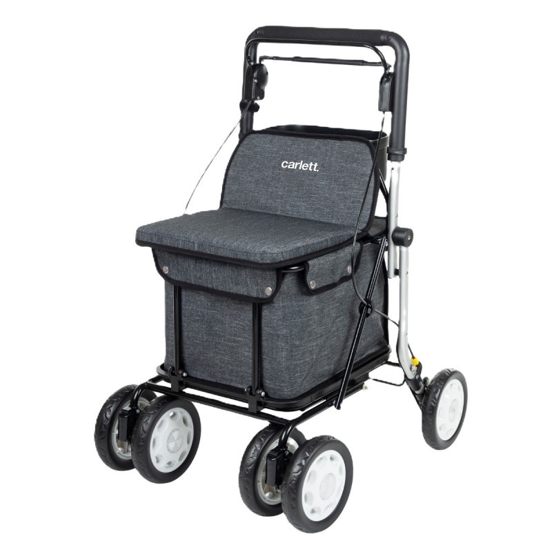 Déambulateur chariot Carlett Lett900 avec assise, un allié pour la sécurité dans la rue.