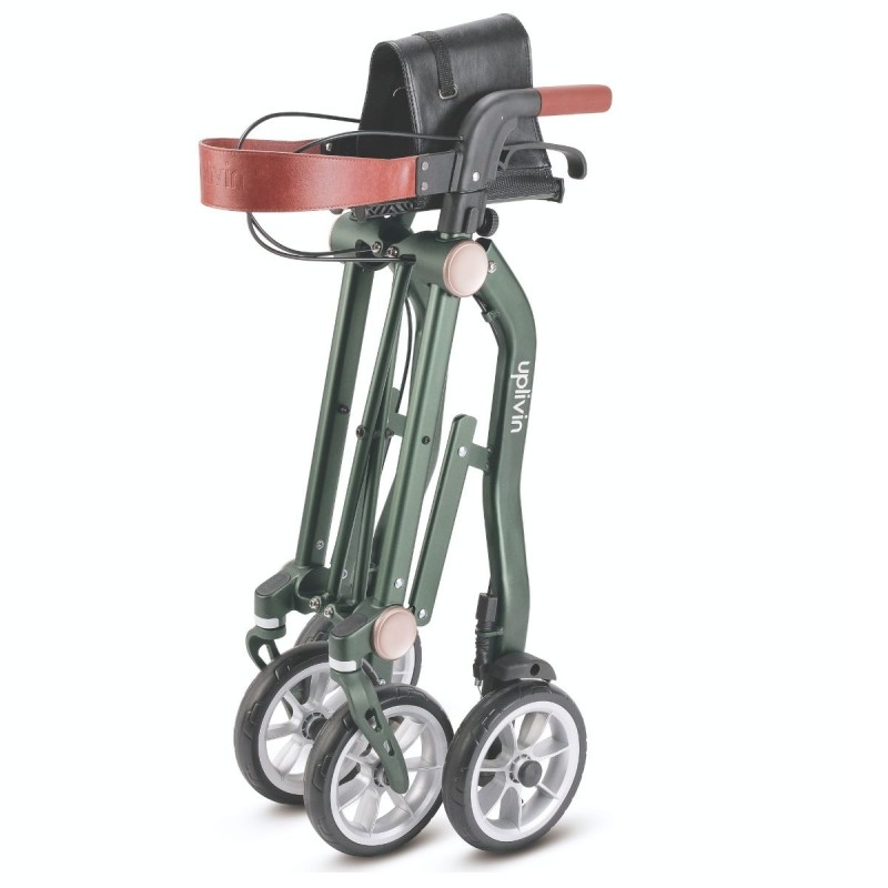 Rollator Trive Uplivin couleur verte, à double pliage. Remboursé par la sécurité sociale.