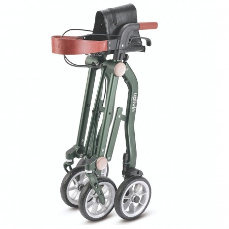 Rollator Trive Uplivin couleur verte, à double pliage. Remboursé par la sécurité sociale.