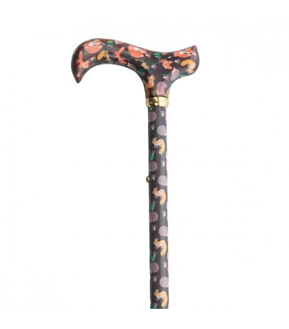 Canne de marche réglable motif animaux de la forêt style fantaisie, idéale pour offrir comme cadeau à grand-mère.