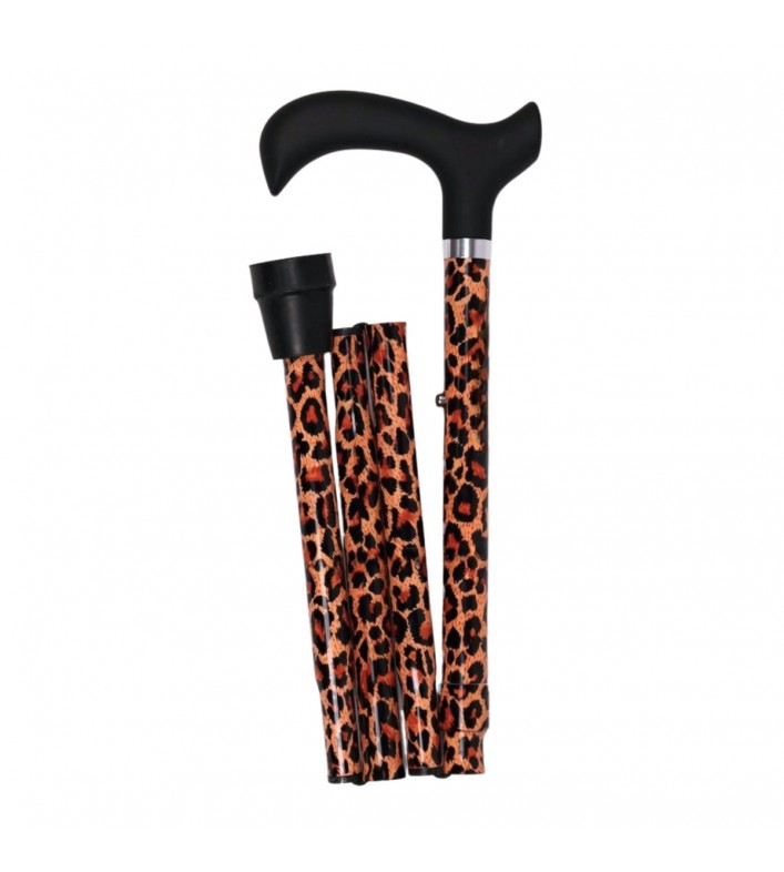 Canne de marche pliante à motif léopard, très pratique. Un excellent choix pour débuter avec style.