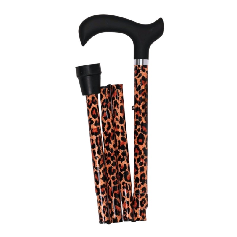 Canne de marche pliante à motif léopard, très pratique. Un excellent choix pour débuter avec style.