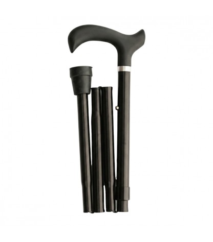 Canne de marche  pliante à gauche, design discret et sobre en aluminium, pour homme et femme.