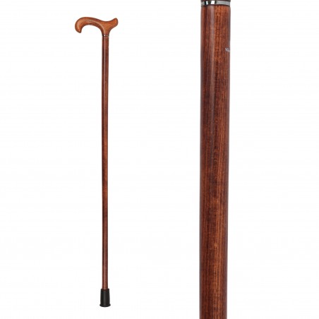 Canne de marche classique et sérieuse, poignée derby en bois d’acacia et corps en bois de hêtre.