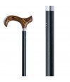 Belle canne de marche en aluminium noir avec poignée en bois dur. Un appui très solide.