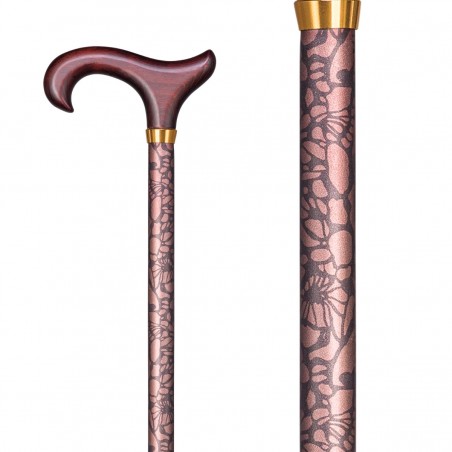 Belle canne de marche réglable marron moka avec poignée en bois. Un appui fin et confortable.