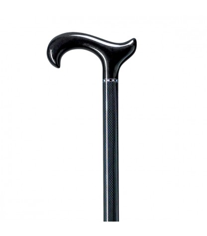 Superbe canne réglable en fibre de carbone noir brillant. Un soutien stable et très léger.