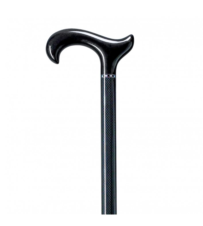 Superbe canne réglable en fibre de carbone noir brillant. Un soutien stable et très léger.