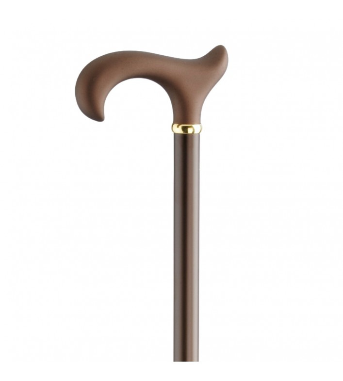 Superbe canne réglable XL en aluminium bronze poignée soft. Soutien stable jusqu'à 130 kg.