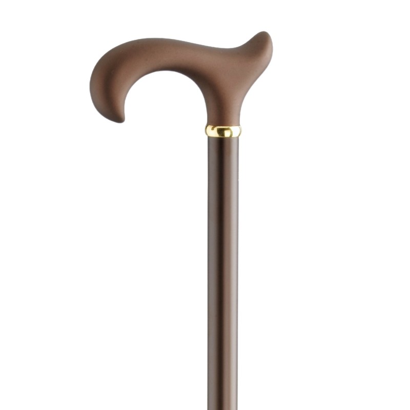 Superbe canne réglable XL en aluminium bronze poignée soft. Soutien stable jusqu'à 130 kg.