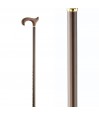 Belle canne extra-longue en aluminium bronze poignée Derby velours. Un appui très solide.