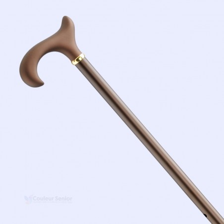 Profil de la canne XL en aluminium bronze. La poignée bien orientée assure une marche sûre.