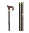Belle canne pliante extra-longue en aluminium bronze poignée Derby. Appui très solide.