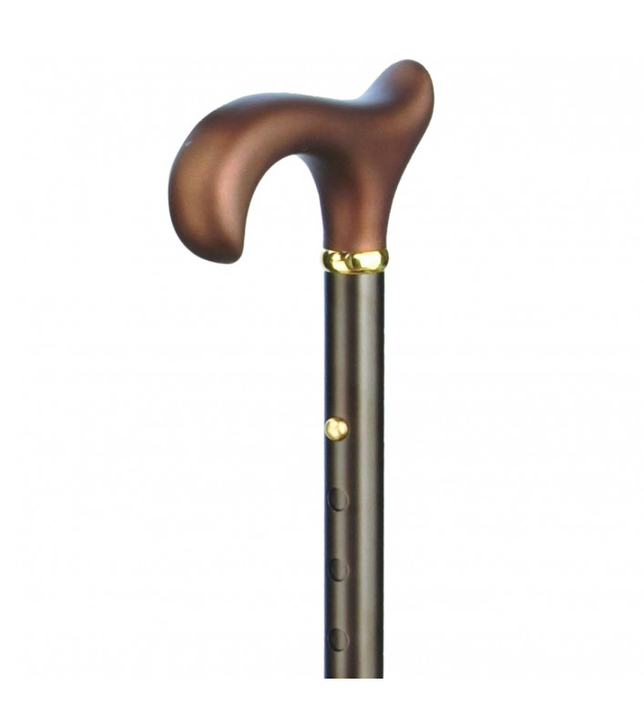 Superbe canne pliante XL en aluminium bronze poignée soft. Soutien stable jusqu'à 120 kg.