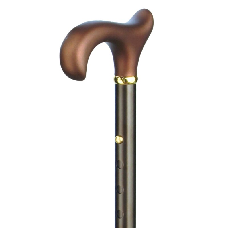 Superbe canne pliante XL en aluminium bronze poignée soft. Soutien stable jusqu'à 120 kg.